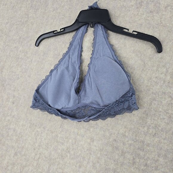 Gilly Hicks Lace Halter Bralette Gray Floral Lined Stretch - Picture 2 of 4